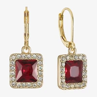 Monet Jewelry Halo Womens Glass Square Drop Earrings