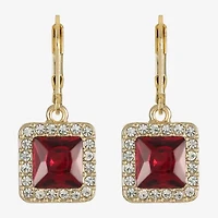 Monet Jewelry Halo Womens Glass Square Drop Earrings