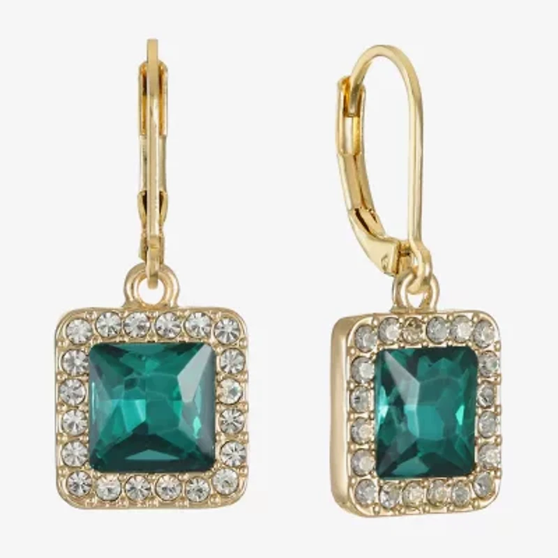 Monet Jewelry Halo Womens Glass Square Drop Earrings