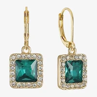 Monet Jewelry Halo Womens Glass Square Drop Earrings