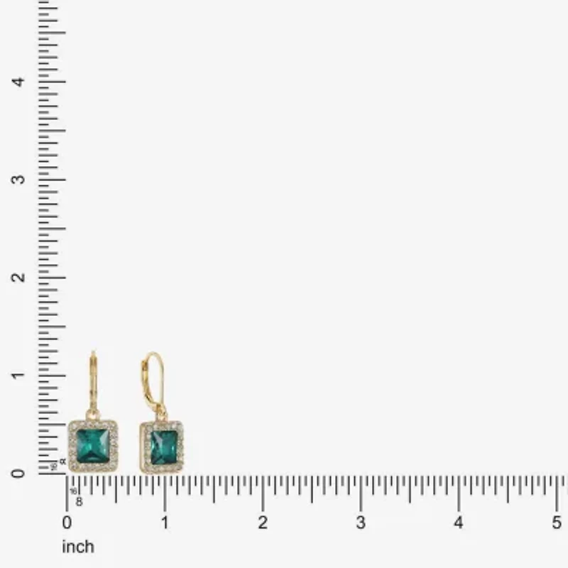 Monet Jewelry Halo Womens Glass Square Drop Earrings