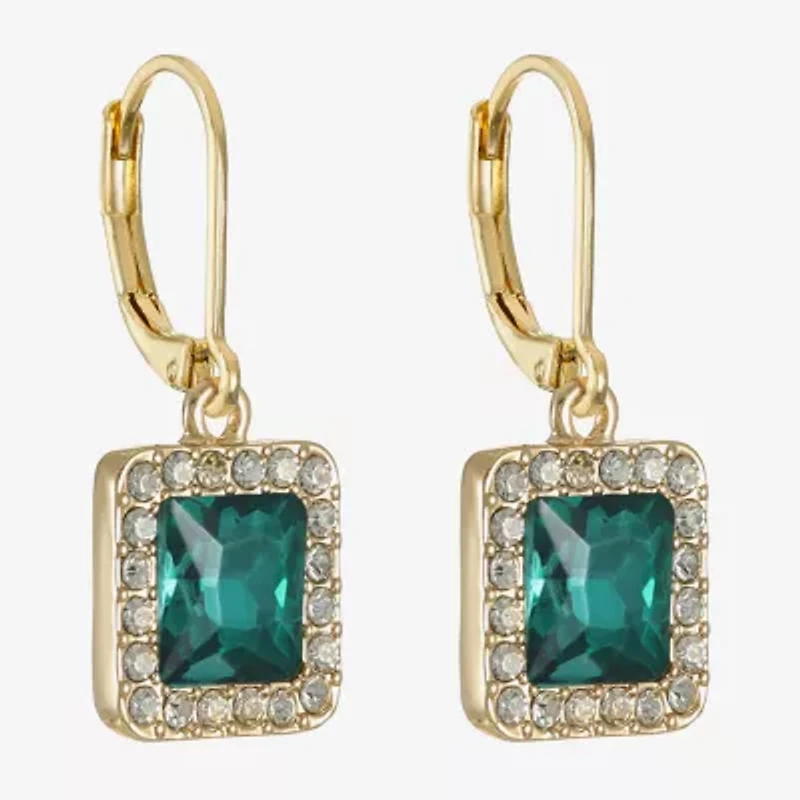 Monet Jewelry Halo Womens Glass Square Drop Earrings