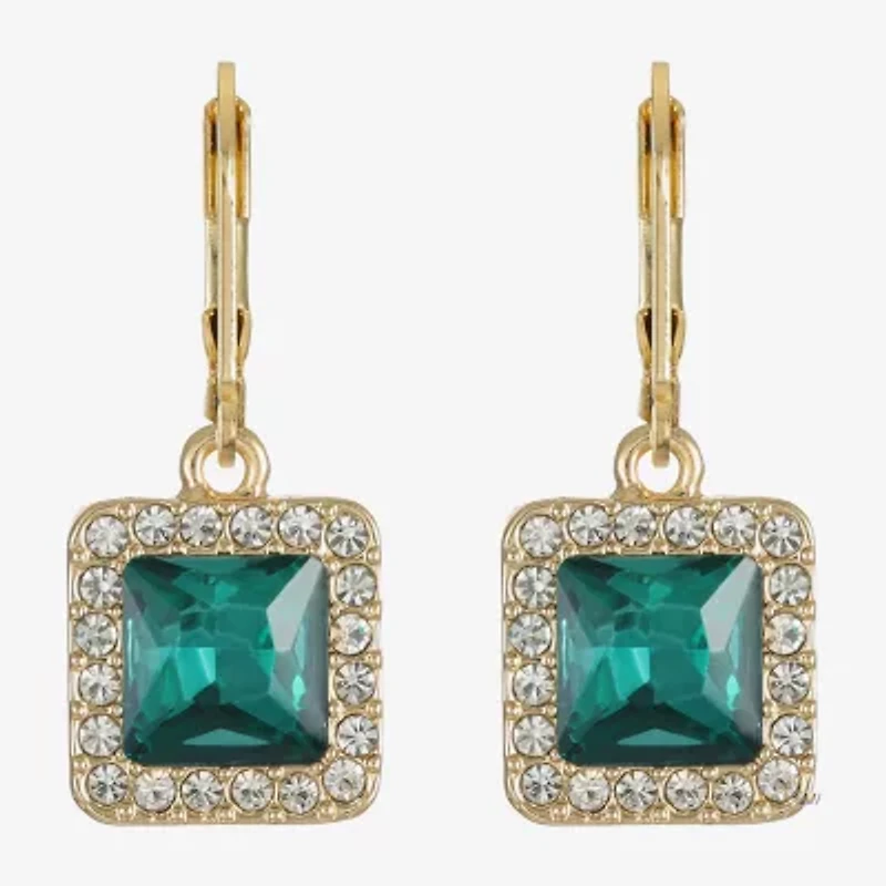 Monet Jewelry Halo Womens Glass Square Drop Earrings