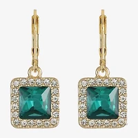 Monet Jewelry Halo Womens Glass Square Drop Earrings