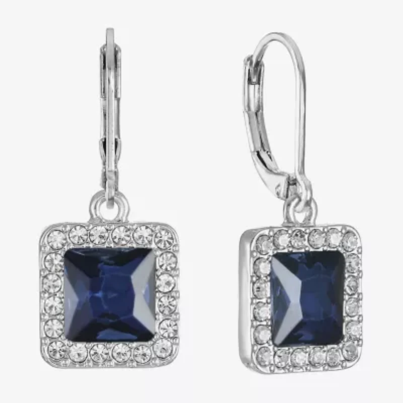 Monet Jewelry Halo Womens Glass Square Drop Earrings