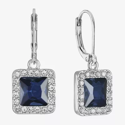 Monet Jewelry Halo Womens Glass Square Drop Earrings
