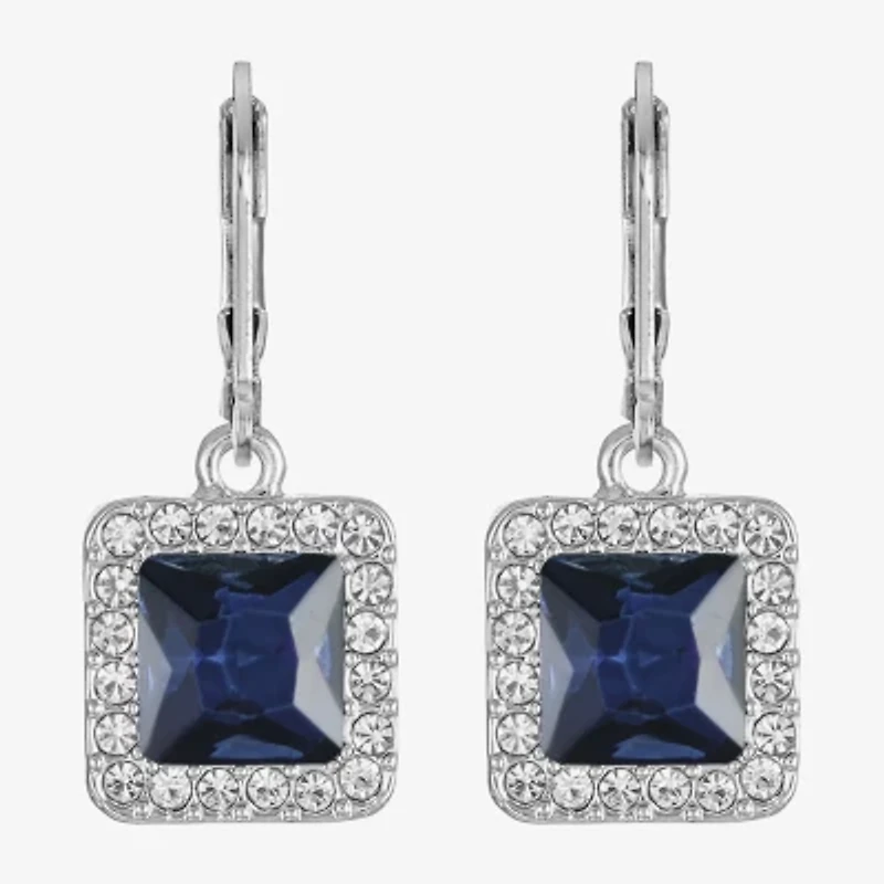 Monet Jewelry Halo Womens Glass Square Drop Earrings