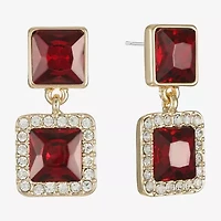 Monet Jewelry Halo Double Womens Glass Square Hypoallergenic Drop Earrings