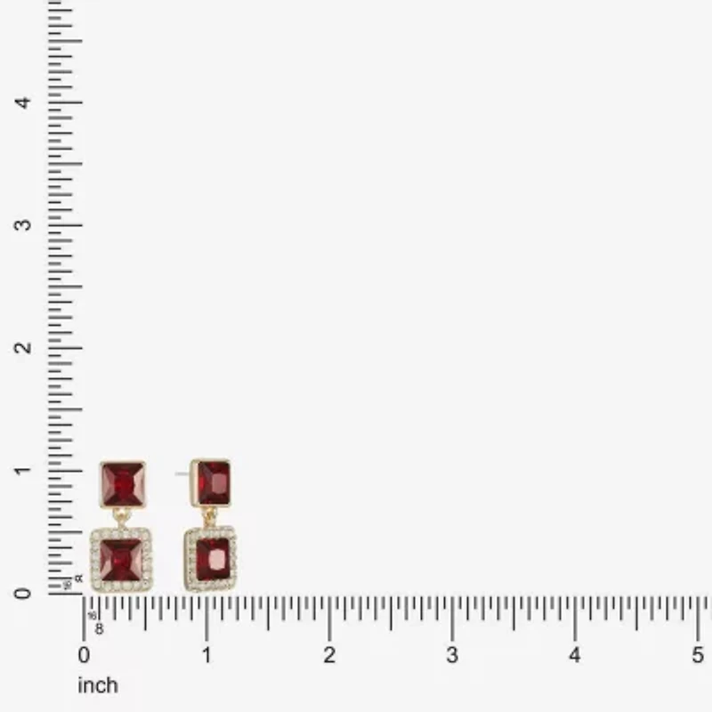 Monet Jewelry Halo Double Womens Glass Square Hypoallergenic Drop Earrings