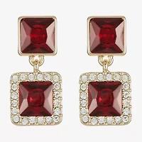 Monet Jewelry Halo Double Womens Glass Square Hypoallergenic Drop Earrings