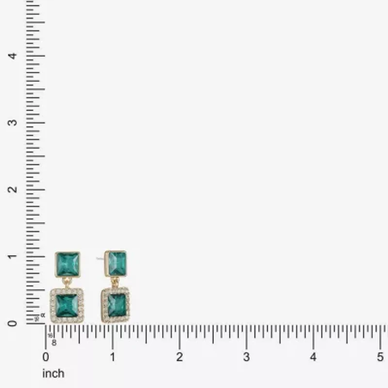 Monet Jewelry Halo Double Womens Glass Square Hypoallergenic Drop Earrings