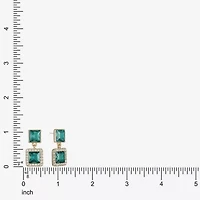 Monet Jewelry Halo Double Womens Glass Square Hypoallergenic Drop Earrings