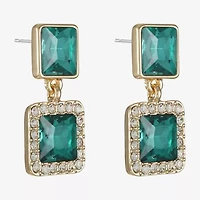 Monet Jewelry Halo Double Womens Glass Square Hypoallergenic Drop Earrings