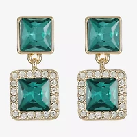 Monet Jewelry Halo Double Womens Glass Square Hypoallergenic Drop Earrings