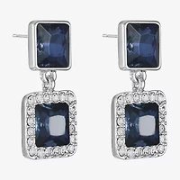 Monet Jewelry Halo Double Womens Glass Square Hypoallergenic Drop Earrings