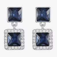 Monet Jewelry Halo Double Womens Glass Square Hypoallergenic Drop Earrings