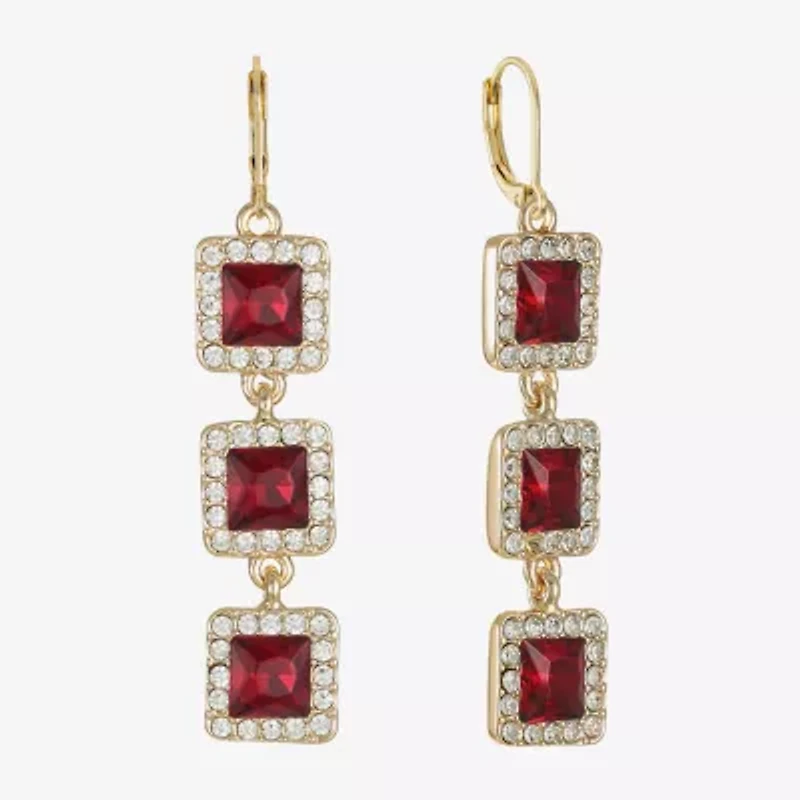 Monet Jewelry Halo Womens Glass Square Drop Earrings