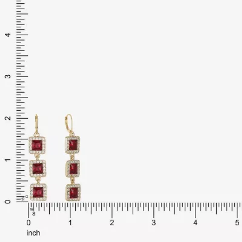 Monet Jewelry Halo Womens Glass Square Drop Earrings