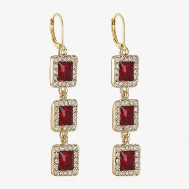 Monet Jewelry Halo Womens Glass Square Drop Earrings