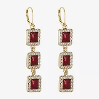 Monet Jewelry Halo Womens Glass Square Drop Earrings