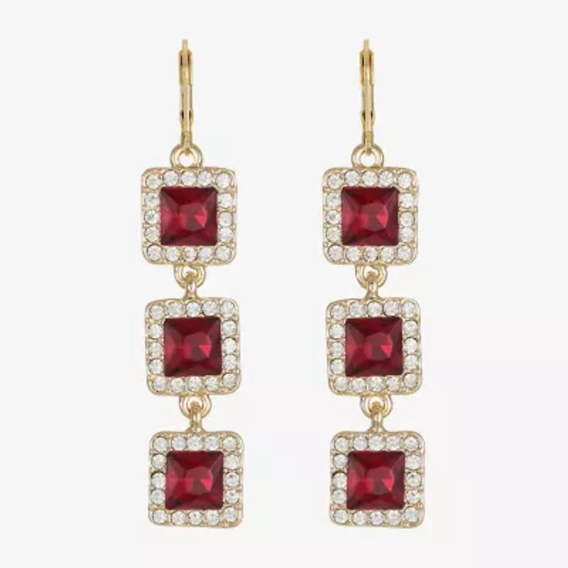 Monet Jewelry Halo Womens Glass Square Drop Earrings