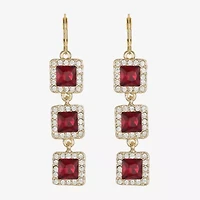 Monet Jewelry Halo Womens Glass Square Drop Earrings
