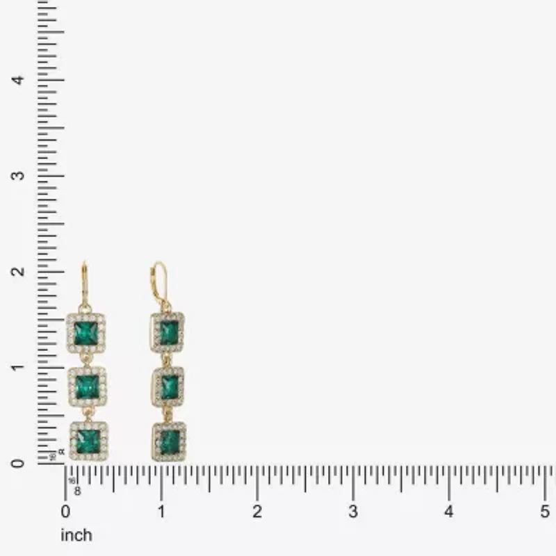 Monet Jewelry Halo Womens Glass Square Drop Earrings