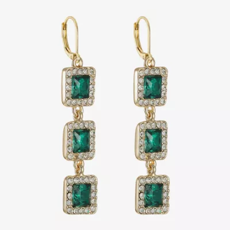 Monet Jewelry Halo Womens Glass Square Drop Earrings