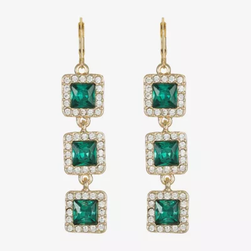 Monet Jewelry Halo Womens Glass Square Drop Earrings