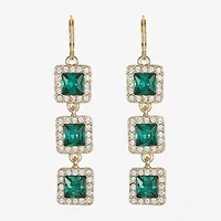 Monet Jewelry Halo Womens Glass Square Drop Earrings