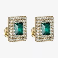 Monet Jewelry Halo Button Womens Glass Square Clip On Earrings
