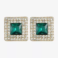 Monet Jewelry Halo Button Womens Glass Square Clip On Earrings