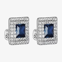 Monet Jewelry Halo Button Womens Glass Square Clip On Earrings