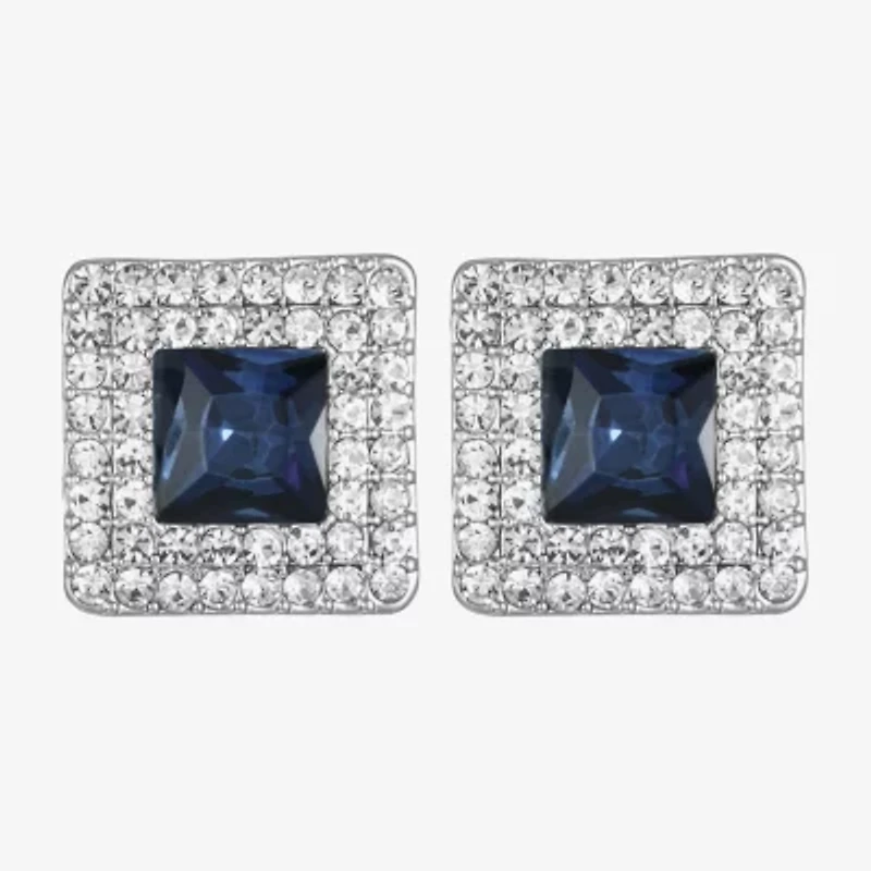 Monet Jewelry Halo Button Womens Glass Square Clip On Earrings