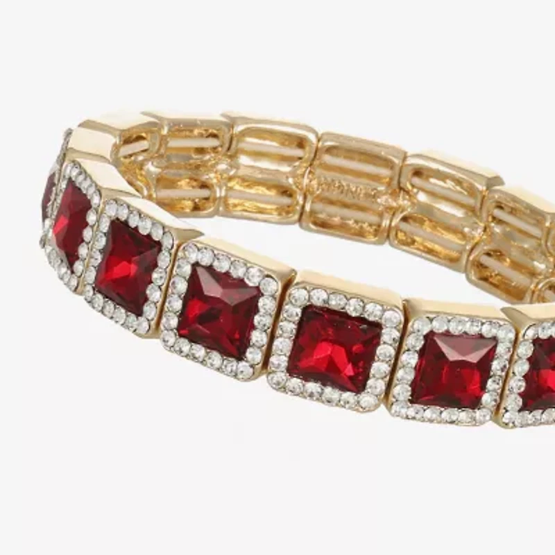 Monet Jewelry Halo Womens Glass Square Stretch Bracelet