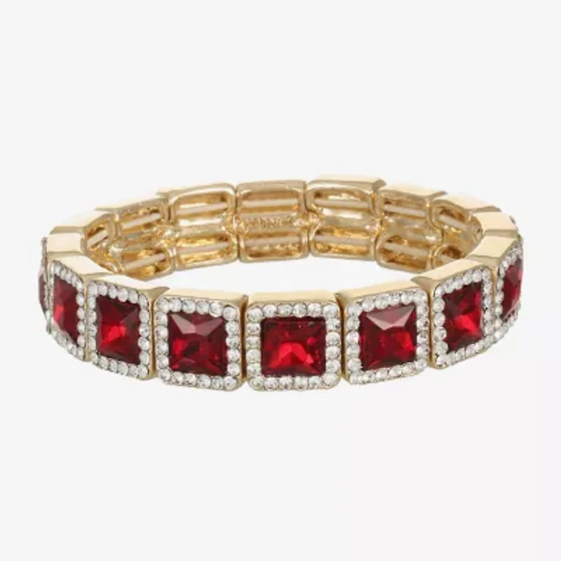 Monet Jewelry Halo Womens Glass Square Stretch Bracelet