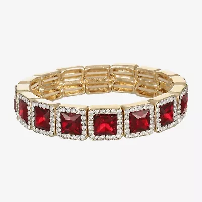 Monet Jewelry Halo Womens Glass Square Stretch Bracelet