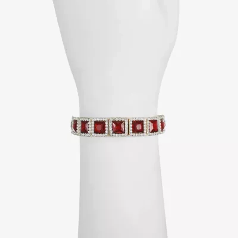 Monet Jewelry Halo Womens Glass Square Stretch Bracelet