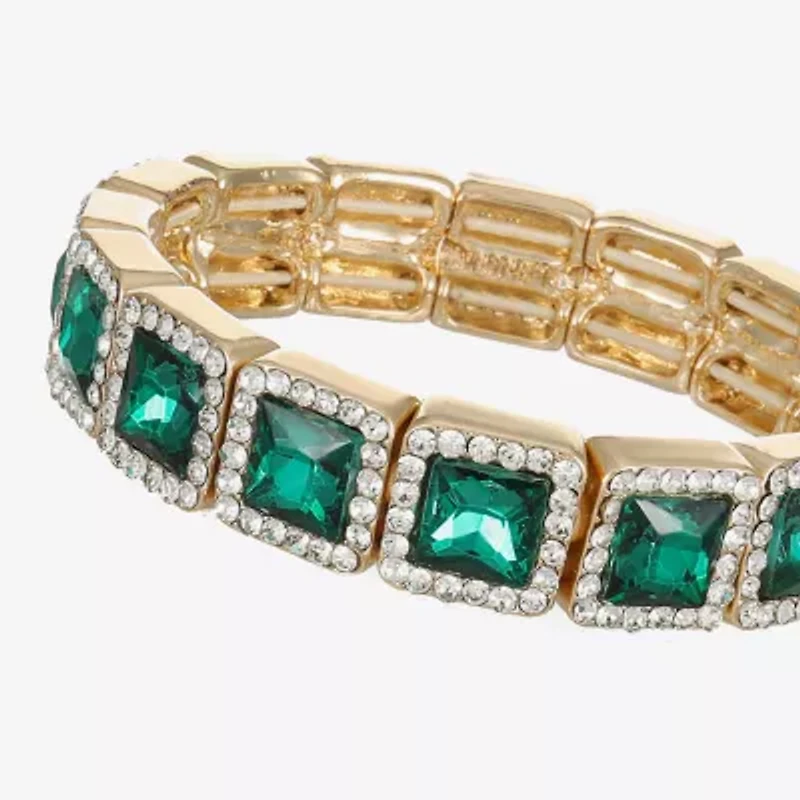 Monet Jewelry Halo Womens Glass Square Stretch Bracelet