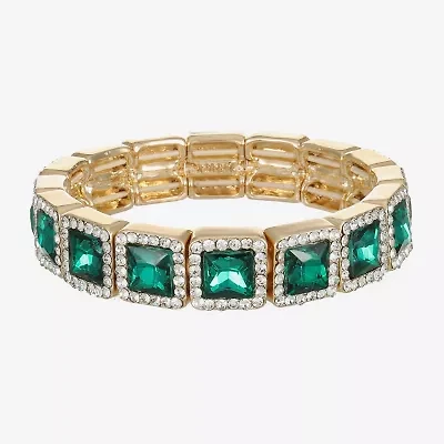 Monet Jewelry Halo Womens Glass Square Stretch Bracelet