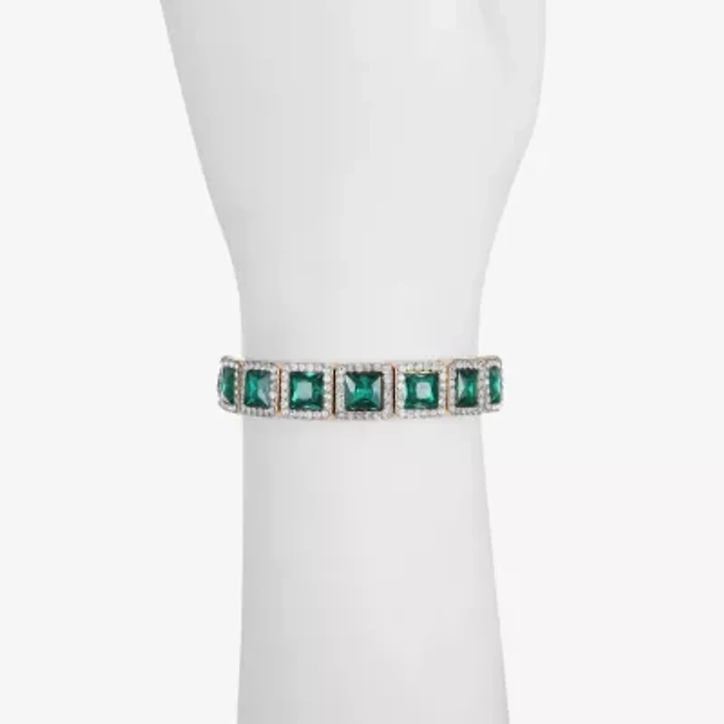 Monet Jewelry Halo Womens Glass Square Stretch Bracelet