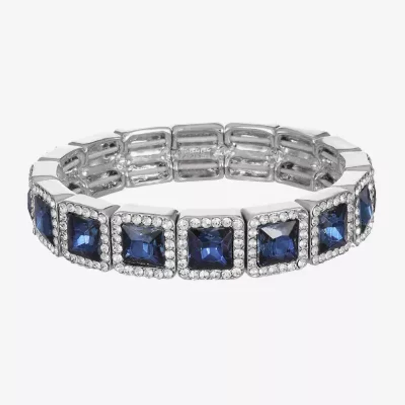 Monet Jewelry Halo Womens Glass Square Stretch Bracelet