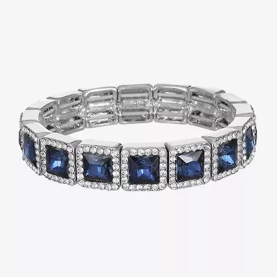 Monet Jewelry Halo Womens Glass Square Stretch Bracelet