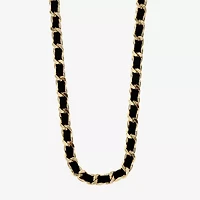 Monet Jewelry Gold Tone & Black Threaded Velvet Womens 17 Inch Link Chain Necklace
