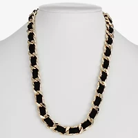 Monet Jewelry Gold Tone & Black Threaded Velvet Womens 17 Inch Link Chain Necklace