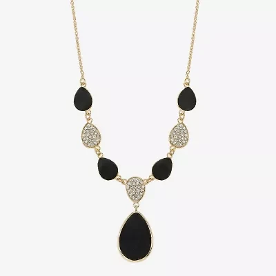 Monet Jewelry Gold Tone Velvet Womens Glass 18 Inch Y Necklace