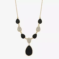 Monet Jewelry Gold Tone Velvet Womens Glass 18 Inch Y Necklace