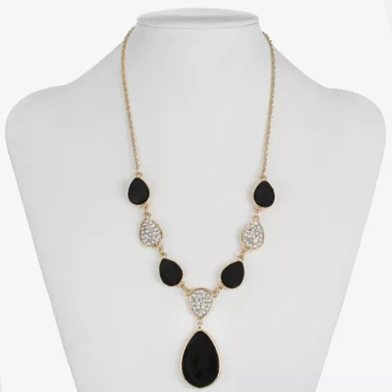 Monet Jewelry Gold Tone Velvet Womens Glass 18 Inch Y Necklace