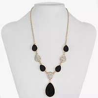 Monet Jewelry Gold Tone Velvet Womens Glass 18 Inch Y Necklace