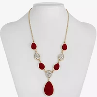 Monet Jewelry Gold Tone Velvet Womens Glass 18 Inch Y Necklace